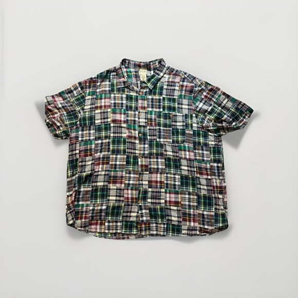 Scandia Woods Shirt Mens 4XL Madras Patchwork Cotton Short Sleeve Button Down - Picture 1 of 5